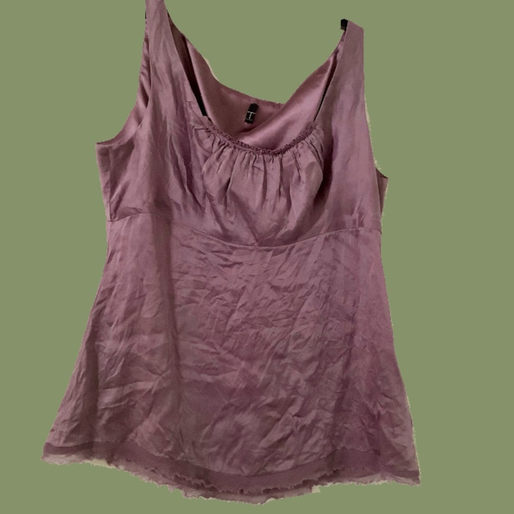 Tahari 2000s purple stain zip up blouse